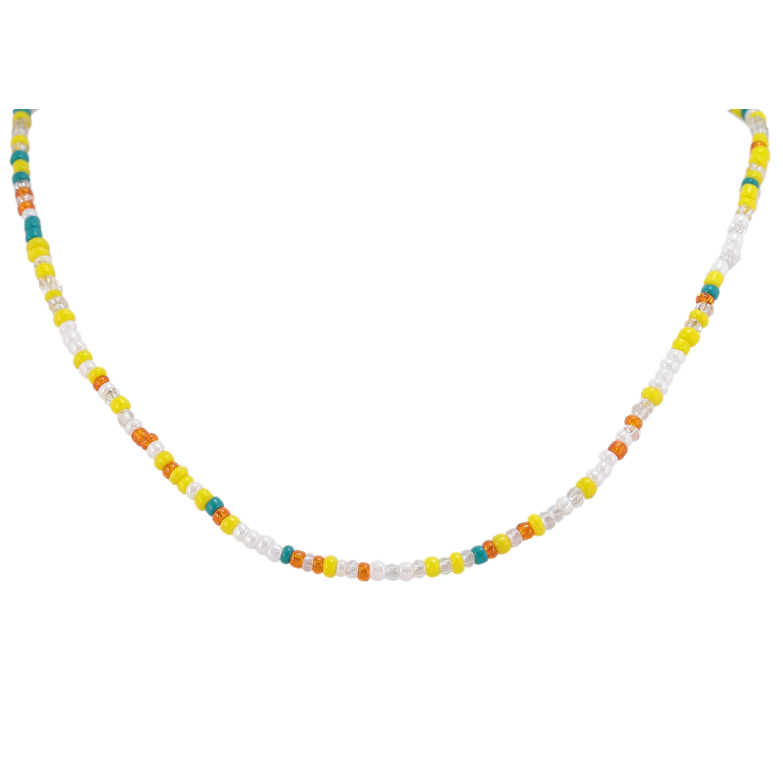 Кольє Xuping ТТМ Stainless Steel колір Родій «Нитка різнокольорового бісеру» довжина 41-46см х 2.5мм фото №1