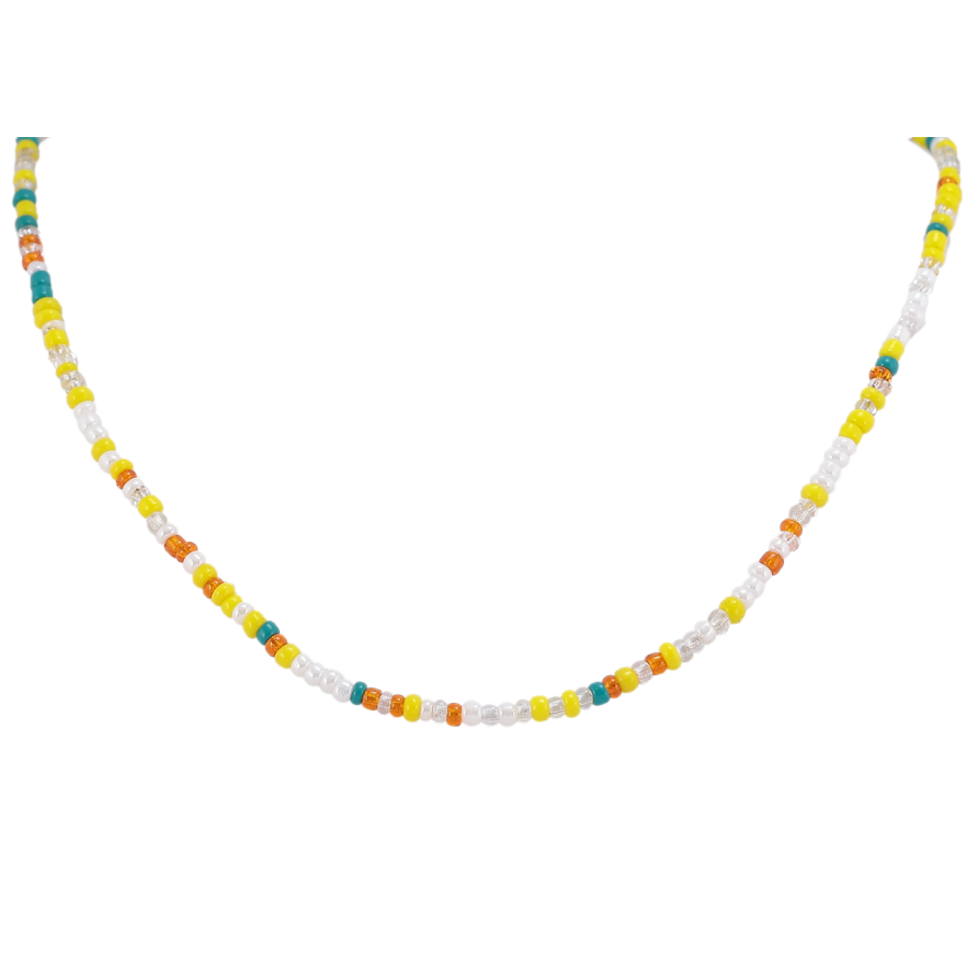 Кольє Xuping ТТМ Stainless Steel колір Родій «Нитка різнокольорового бісеру» довжина 41-46см х 2.5мм фото №1