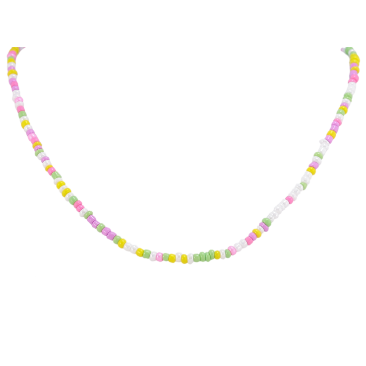 Кольє Xuping ТТМ Stainless Steel колір Родій «Нитка різнокольорового бісеру» довжина 42-47см х 2.5мм фото №14