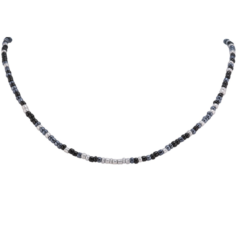 Кольє Xuping ТТМ Stainless Steel колір Родій «Нитка різнокольорового бісеру» довжина 41-46см х 2.5мм фото №1