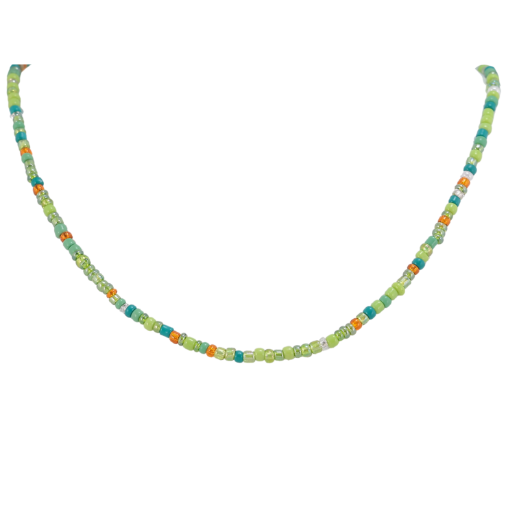 Кольє Xuping ТТМ Stainless Steel колір Родій «Нитка різнокольорового бісеру» довжина 42-47см х 2.5мм фото №13