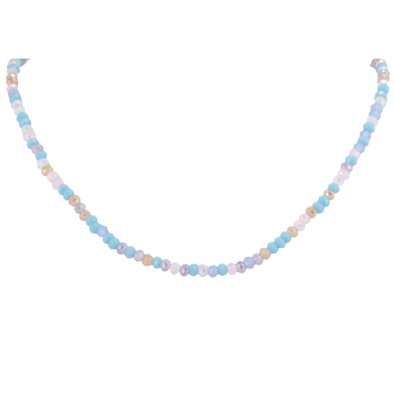 Кольє Xuping ТТМ Stainless Steel колір Родій «Нитка різнокольорового бісеру» довжина 42-48см х 3мм фото №1