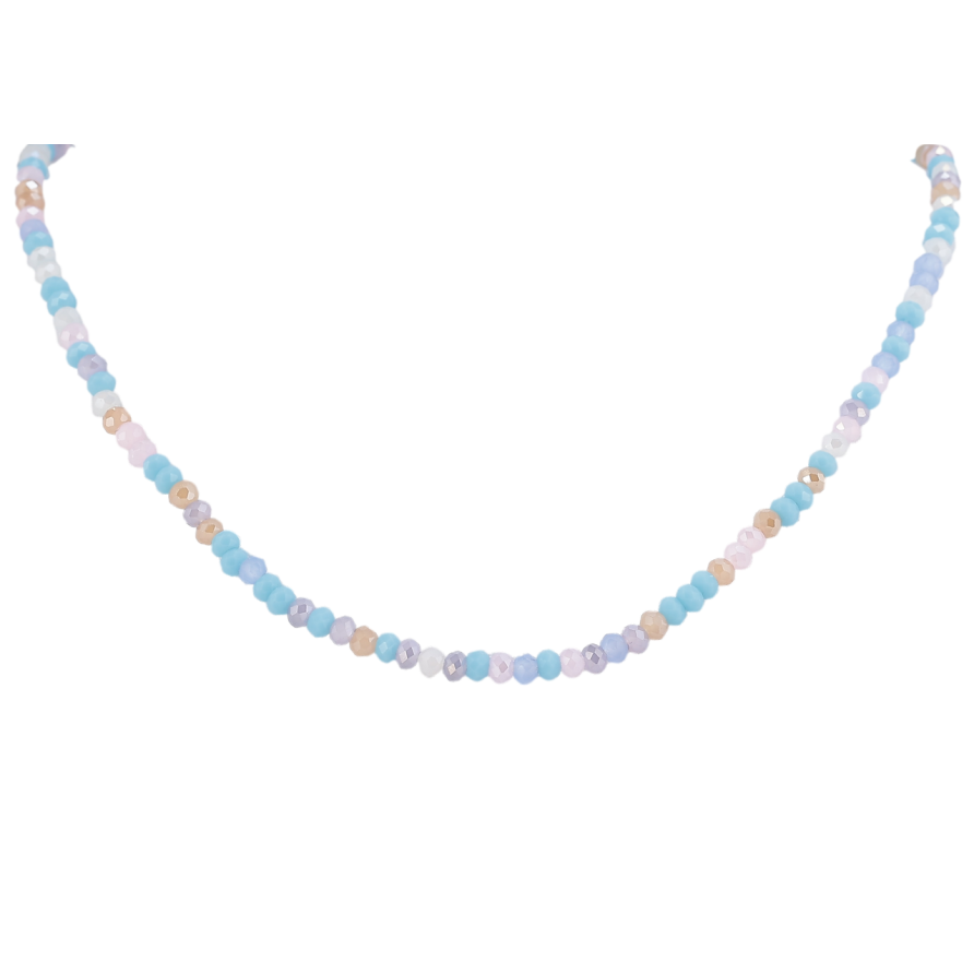 Кольє Xuping ТТМ Stainless Steel колір Родій «Нитка різнокольорового бісеру» довжина 42-48см х 3мм фото №1