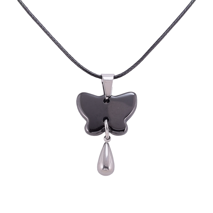 Підвіска на шнурі Xuping ТТМ Stainless Steel колір Родій «Керамічний метелик» довжина 47-52см х 1мм фото №9