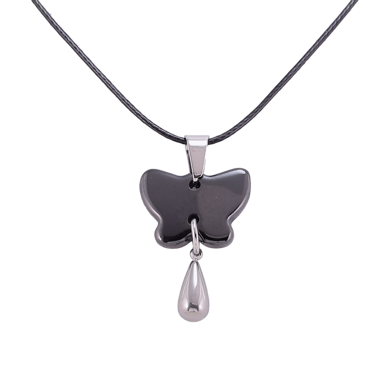 Підвіска на шнурі Xuping ТТМ Stainless Steel колір Родій «Керамічний метелик» довжина 47-52см х 1мм фото №1