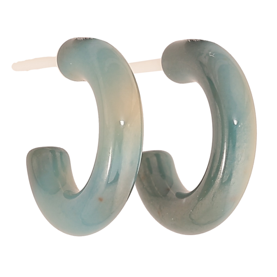 Сережки Xuping TTM Stainless Steel кераміка пусети «Зелено-білі дуги» фото №1