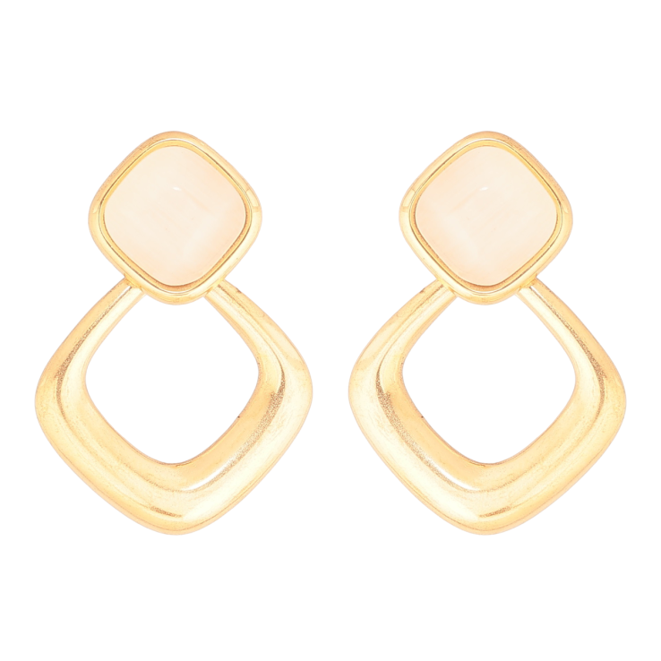 Сережки Xuping TTM Stainless Steel колір 18К пусети «Ромбові підвіски з «Котячим оком» фото №24