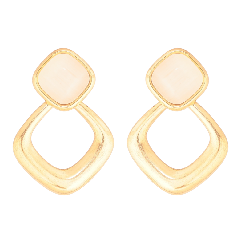 Сережки Xuping TTM Stainless Steel колір 18К пусети «Ромбові підвіски з «Котячим оком» фото №1