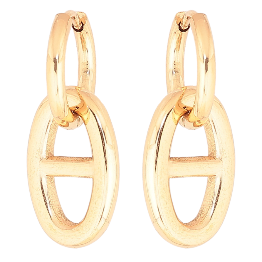 Сережки Xuping TTM Stainless Steel колір 18K підвіски на колечках «Овальні підвіски» 2 в 1 фото №1