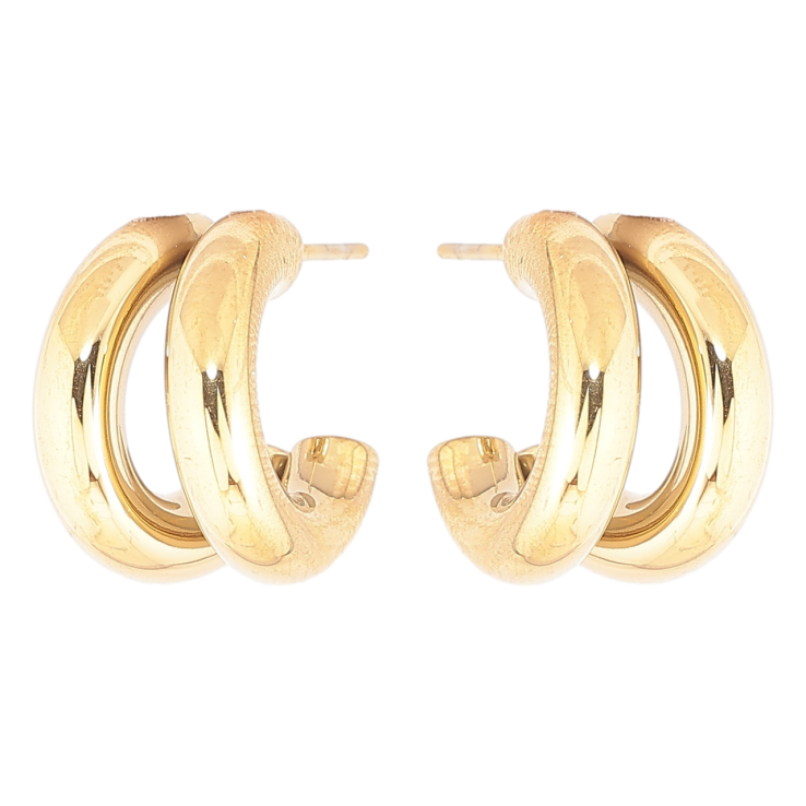 Сережки Xuping TTM Stainless Steel колір 14К пусети «Подвійні дуги» фото №9