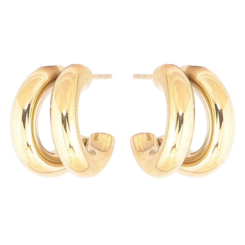 Сережки Xuping TTM Stainless Steel колір 14К пусети «Подвійні дуги» фото №1