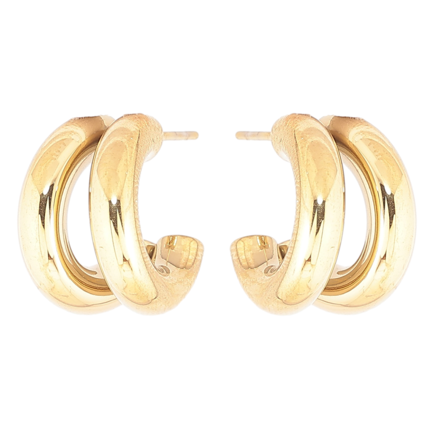 Сережки Xuping TTM Stainless Steel колір 14К пусети «Подвійні дуги» фото №1