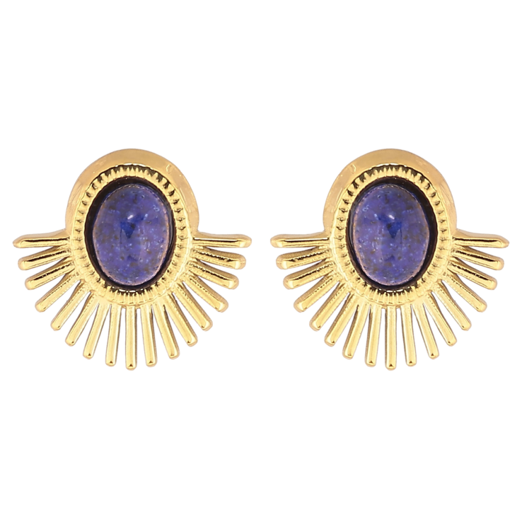 Сережки Xuping TTM Stainless Steel колір 14К пусети «Декоративний візерунок з синіми кристалами» фото №7