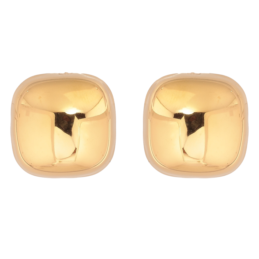 Сережки Xuping TTM Stainless Steel колір 14К пусети «Об'ємні квадрати» 18х18мм фото №1