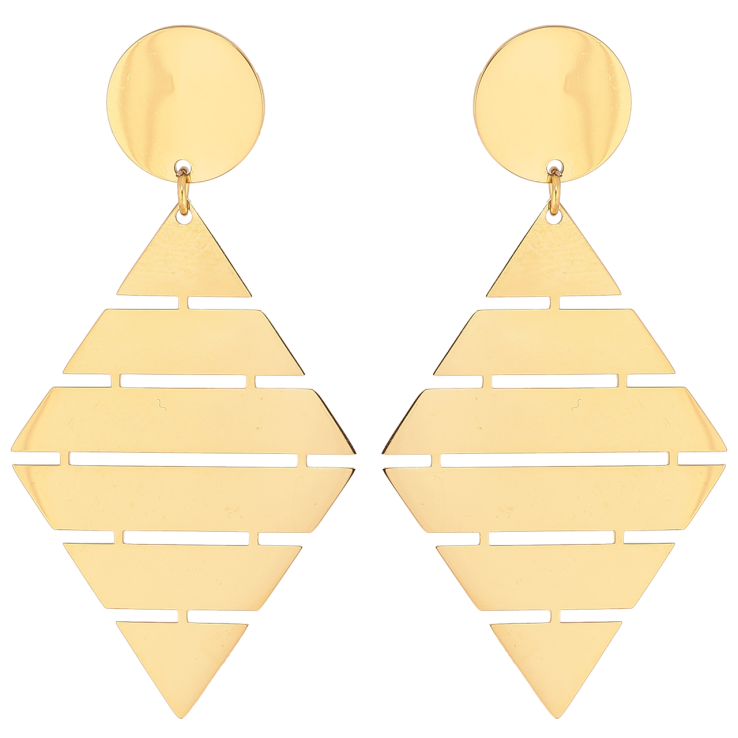 Сережки Xuping TTM Stainless Steel колір 14К пусети «Ромбові підвіски» фото №19