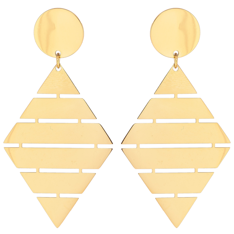 Серьги Xuping TTM Stainless Steel цвет 14К пусеты Ромбовые подвески фото №1