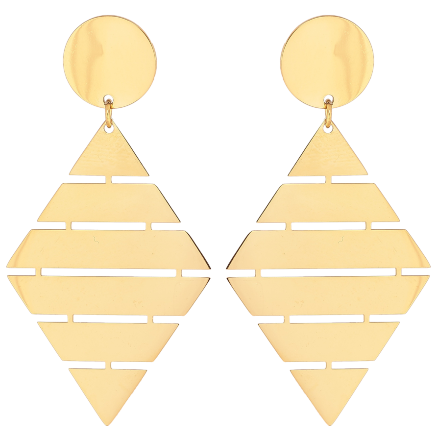 Сережки Xuping TTM Stainless Steel колір 14К пусети «Ромбові підвіски» фото №1