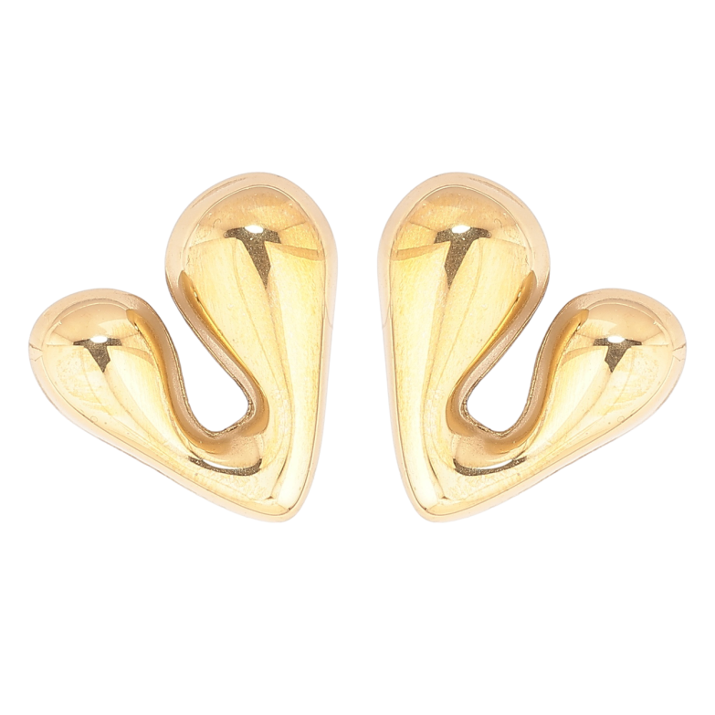 Сережки Xuping TTM Stainless Steel колір 14К пусети «Сердечка» фото №1