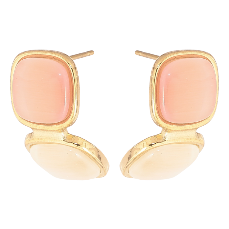 Сережки Xuping TTM Stainless Steel колір 14К пусети «Візерунок з «Котячим оком» фото №8