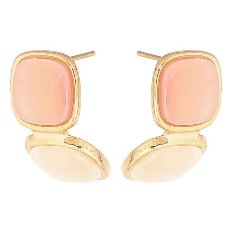 Сережки Xuping TTM Stainless Steel колір 14К пусети «Візерунок з «Котячим оком» фото №1