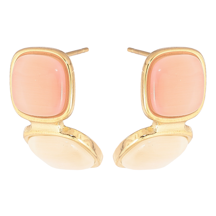 Сережки Xuping TTM Stainless Steel колір 14К пусети «Візерунок з «Котячим оком» фото №1