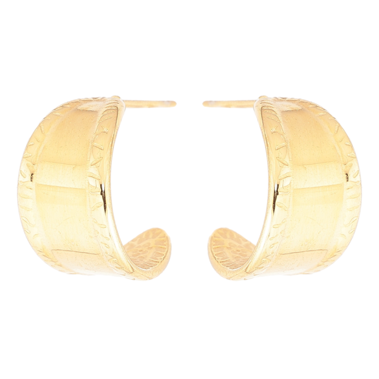 Сережки Xuping TTM Stainless Steel колір 14К пусети «Широкі дуги з візерунком» фото №8