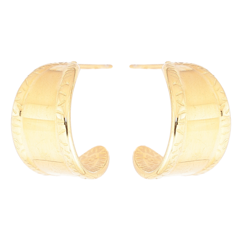 Сережки Xuping TTM Stainless Steel колір 14К пусети «Широкі дуги з візерунком» фото №1