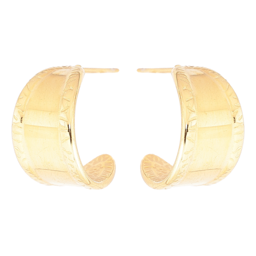 Сережки Xuping TTM Stainless Steel колір 14К пусети «Широкі дуги з візерунком» фото №1