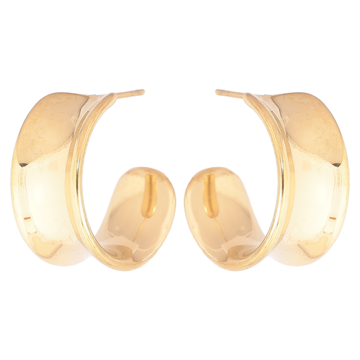 Сережки Xuping TTM Stainless Steel колір 14К пусети «Широкі дуги з візерунком» фото №9