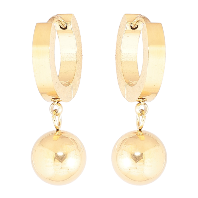 Сережки Xuping TTM Stainless Steel колір 14К підвіски на колечках «Кульки» ø 8мм фото №1