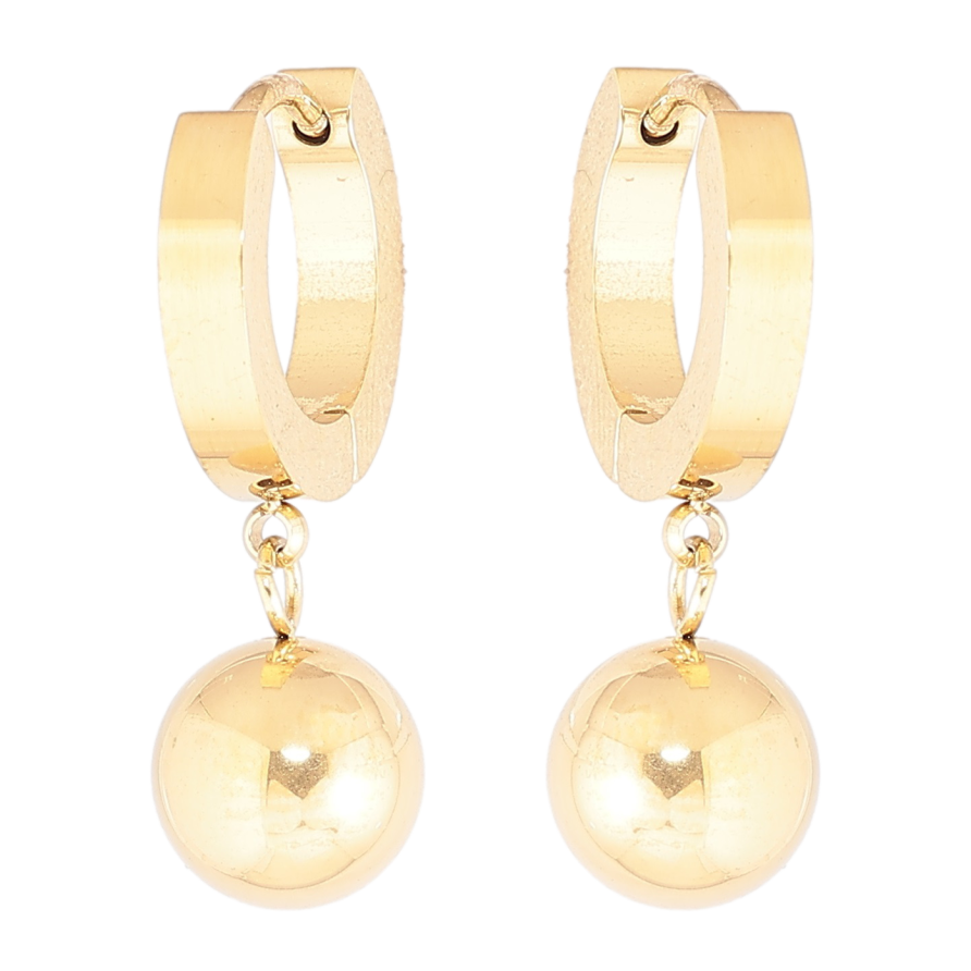 Сережки Xuping TTM Stainless Steel колір 14К підвіски на колечках «Кульки» ø 8мм фото №1