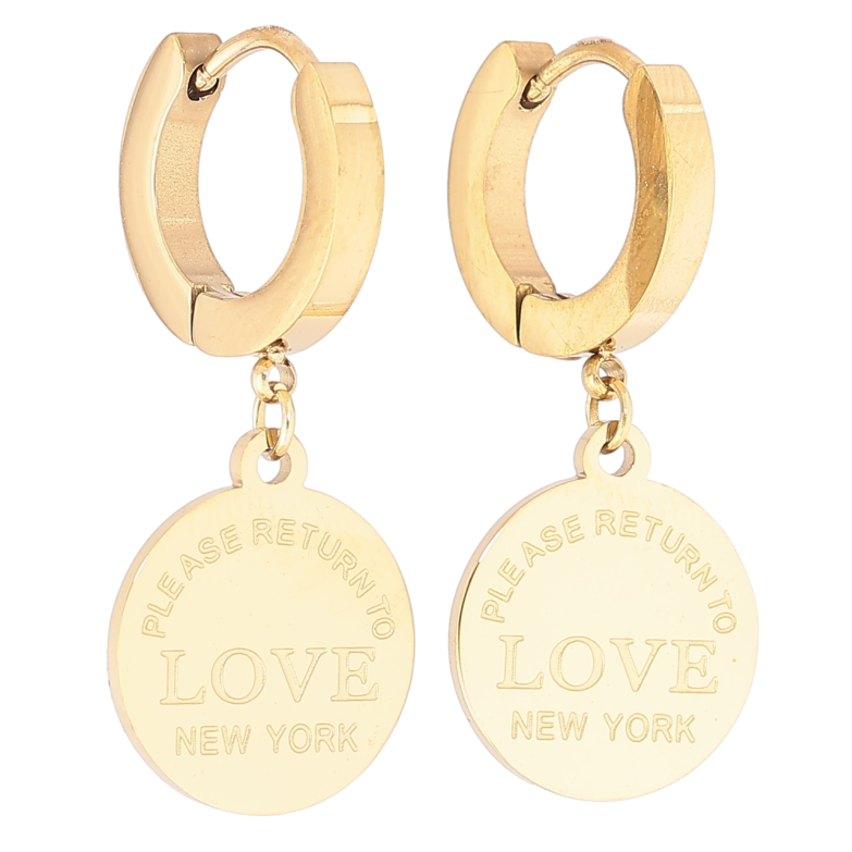 Сережки Xuping TTM Stainless Steel колір 14К підвіски на колечках «Декоративні підвіски з написом» фото №14