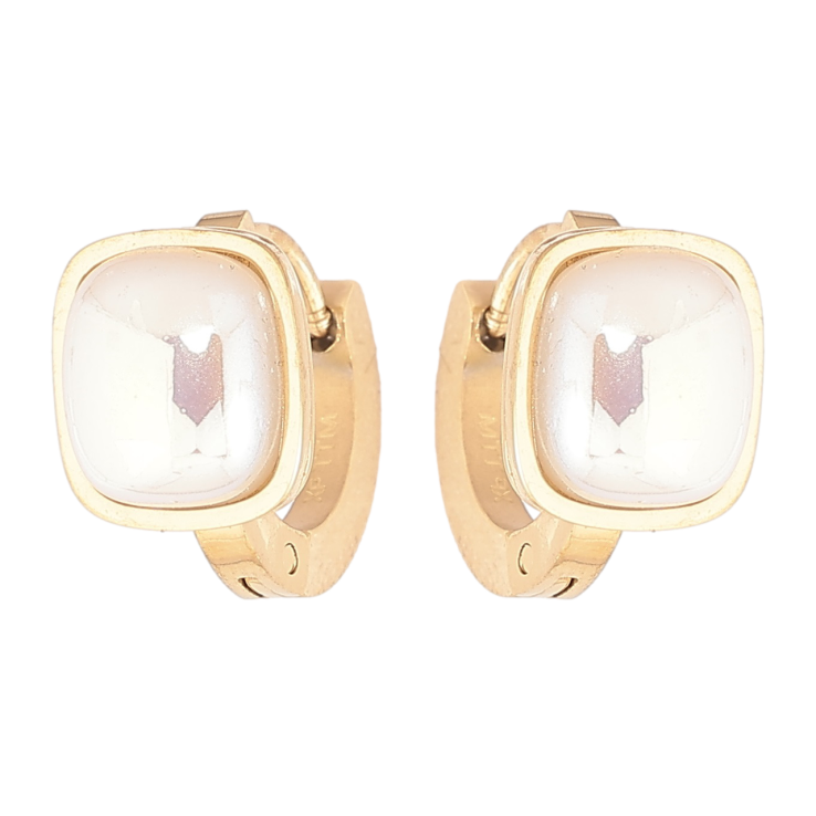 Сережки Xuping TTM Stainless Steel колір 14К колечка «Перламутрові вставки» фото №12