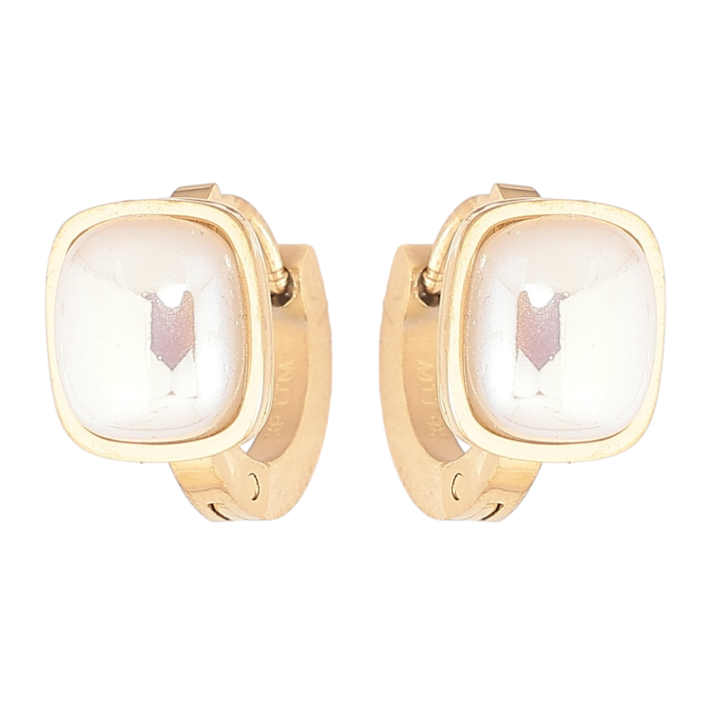 Сережки Xuping TTM Stainless Steel колір 14К колечка «Перламутрові вставки» фото №1