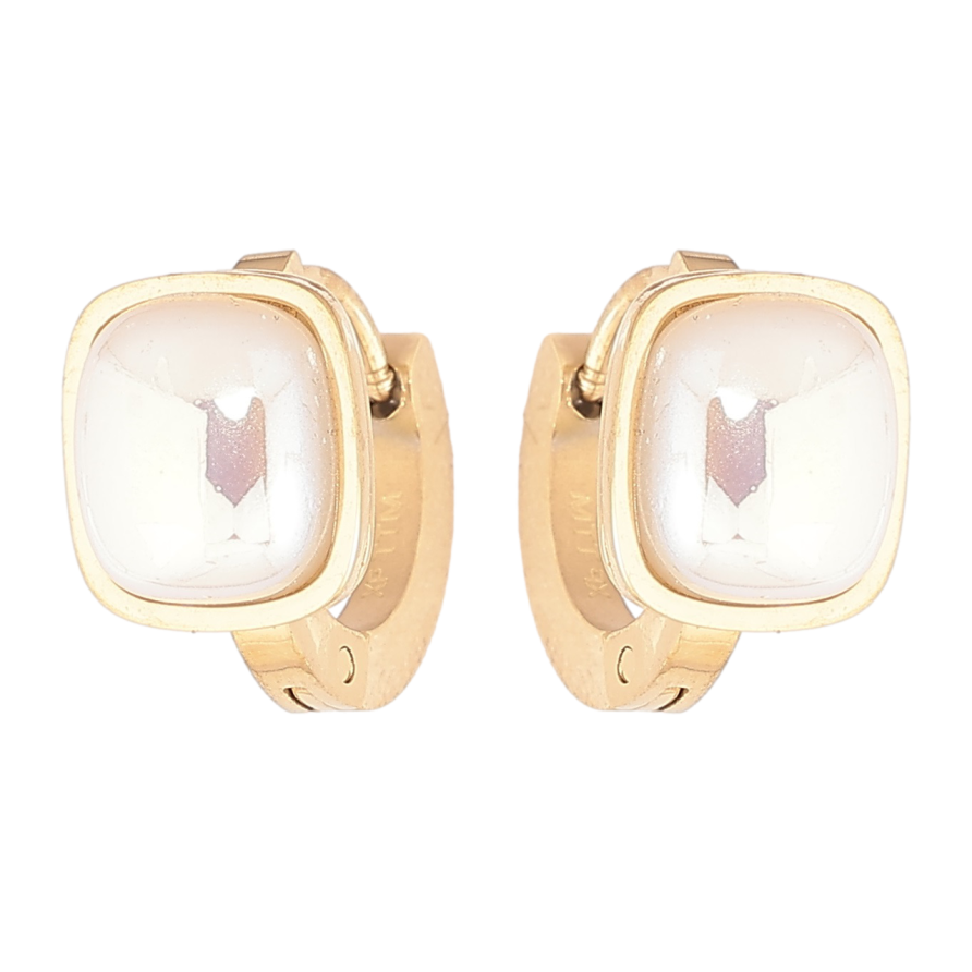 Сережки Xuping TTM Stainless Steel колір 14К колечка «Перламутрові вставки» фото №1