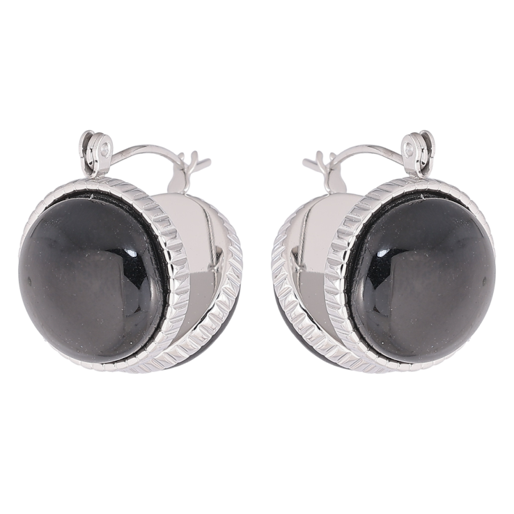 Сережки Xuping TTM Stainless Steel колір Родій замок-шпилька «Кола з чорними вставками» фото №23 Сережки Xuping TTM Stainless Steel колір Родій замок-шпилька «Кола з чорними вставками» фото №23