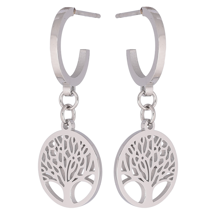 Сережки Xuping TTM Stainless Steel колір Родій пусети «Древо життя» фото №12