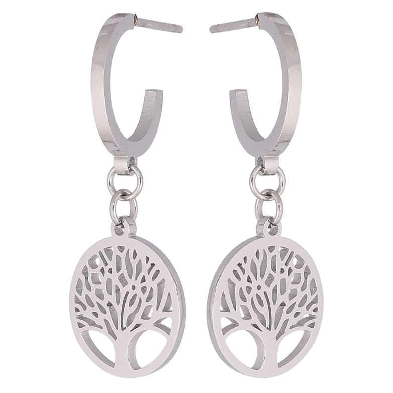 Серьги Xuping TTM Stainless Steel цвет Родий пусеты Древо жизни фото №14