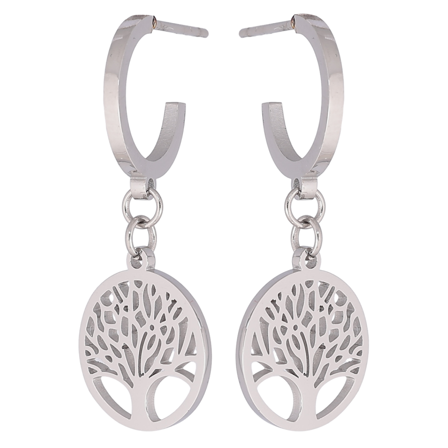 Серьги Xuping TTM Stainless Steel цвет Родий пусеты Древо жизни фото №1