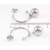 Сережки Xuping TTM Stainless Steel колір Родій пусети «Дуги з підвісками кульки» ø 10мм, 2 в 1 фото №2