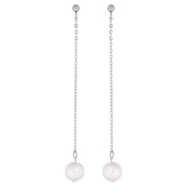 Серьги Xuping TTM Stainless Steel цвет Родий пусеты Жемчужные подвески ø 3мм и 8мм фото №6