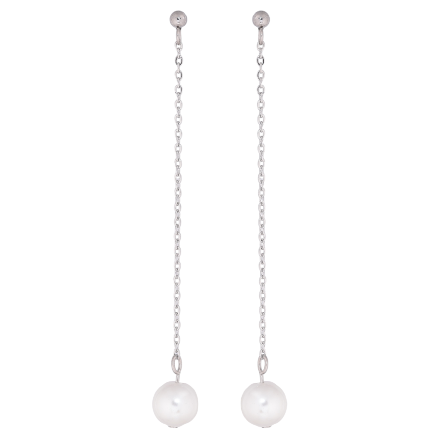 Серьги Xuping TTM Stainless Steel цвет Родий пусеты Жемчужные подвески ø 3мм и 8мм фото №1