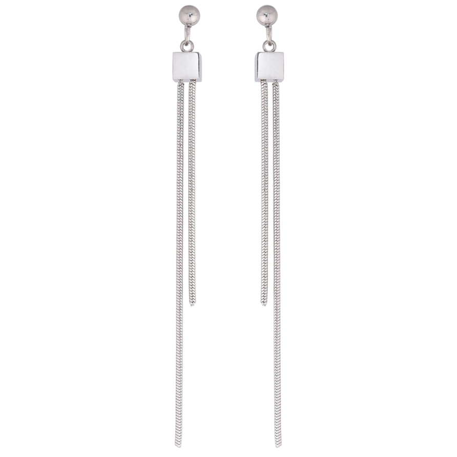 Сережки Xuping TTM Stainless Steel колір Родій пусети «Підвіски з ланцюжками» фото №1