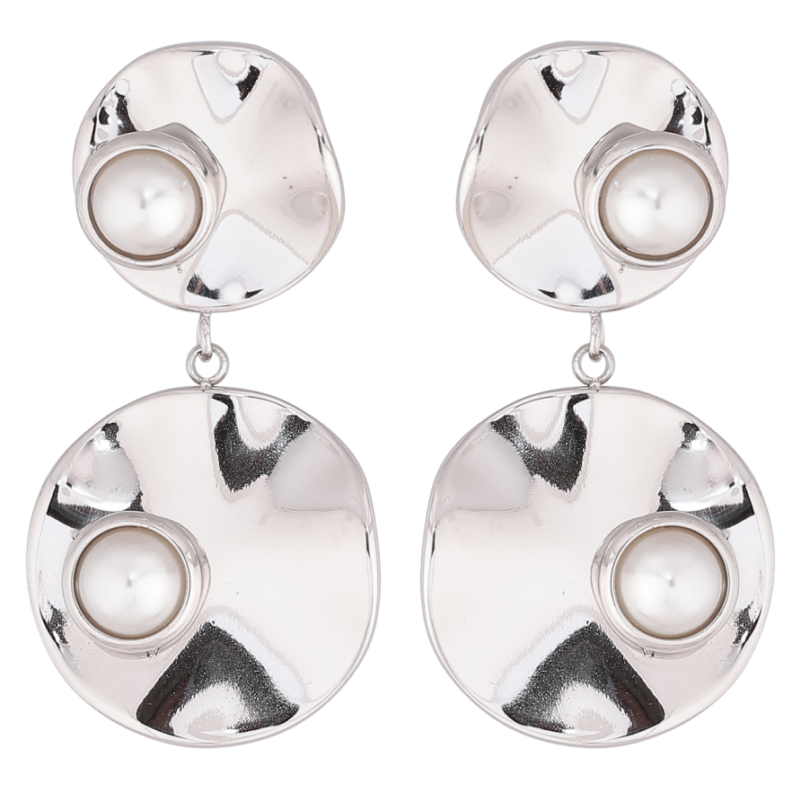 Сережки Xuping TTM Stainless Steel колір Родій пусети «Декоративні підвіски з перлинами» фото №1