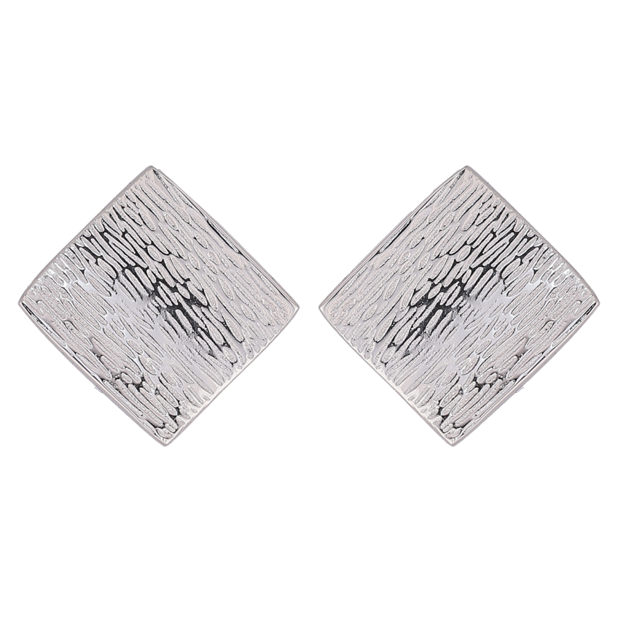 Сережки Xuping TTM Stainless Steel колір Родій пусети «Декоративні ромби» фото №1