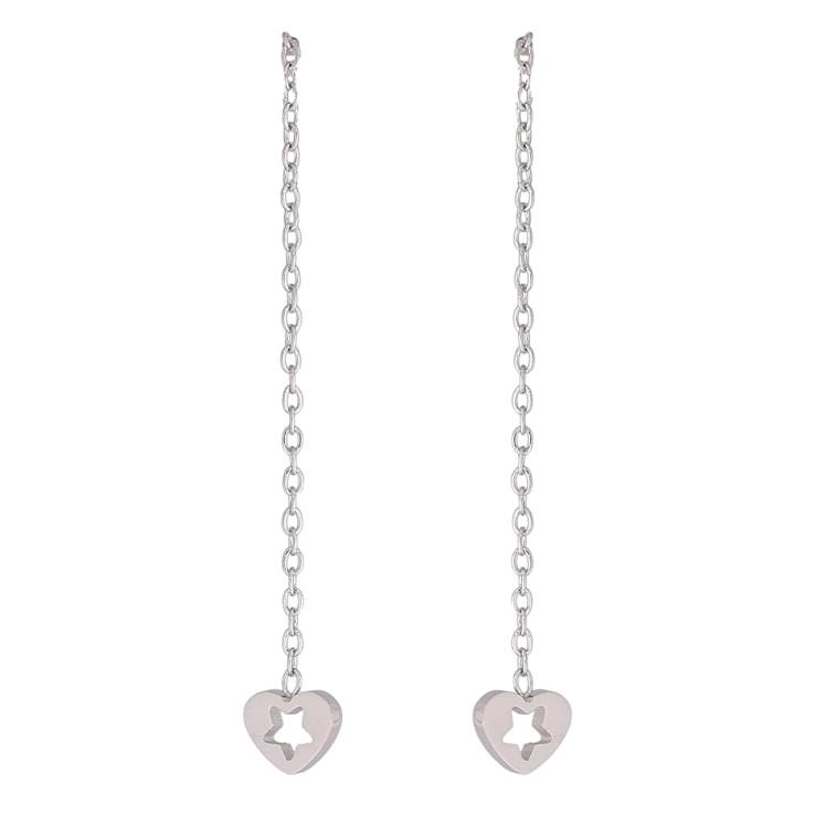 Сережки Xuping TTM Stainless Steel колір Родій пусети «Підвіски сердечка» фото №2