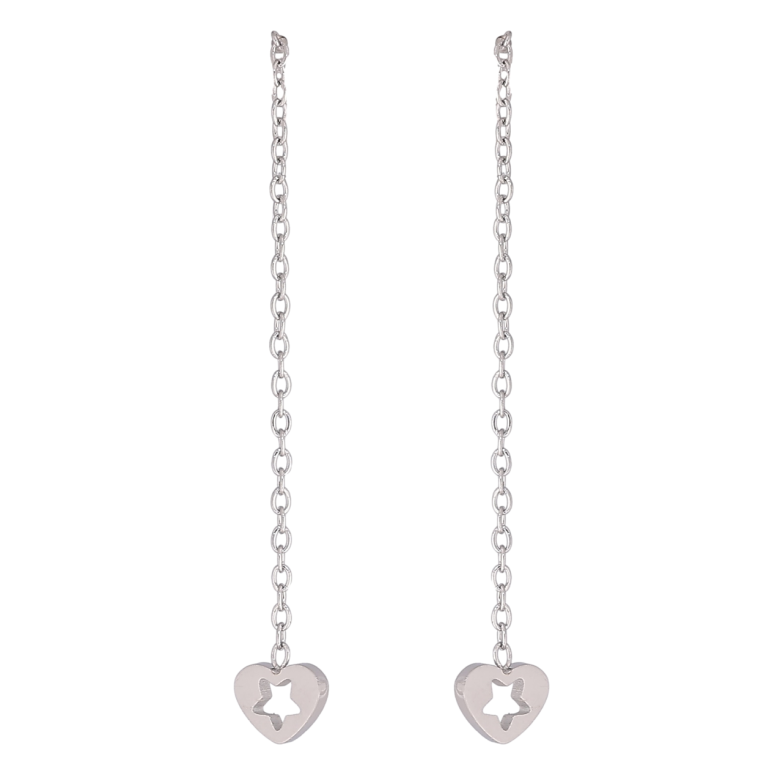 Сережки Xuping TTM Stainless Steel колір Родій пусети «Підвіски сердечка» фото №16