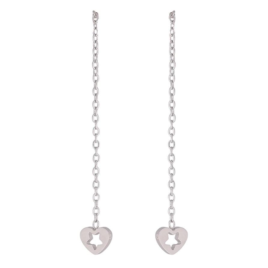 Сережки Xuping TTM Stainless Steel колір Родій пусети «Підвіски сердечка» фото №1