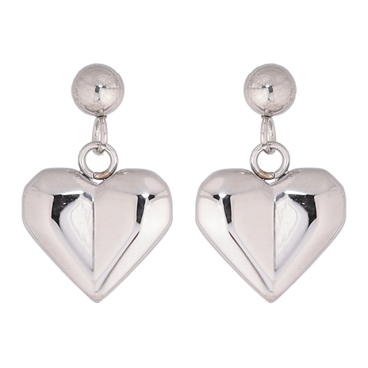 Сережки Xuping TTM Stainless Steel колір Родій пусети «Підвіски сердечка» фото №3