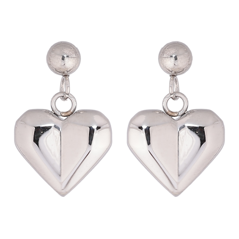 Сережки Xuping TTM Stainless Steel колір Родій пусети «Підвіски сердечка» фото №1